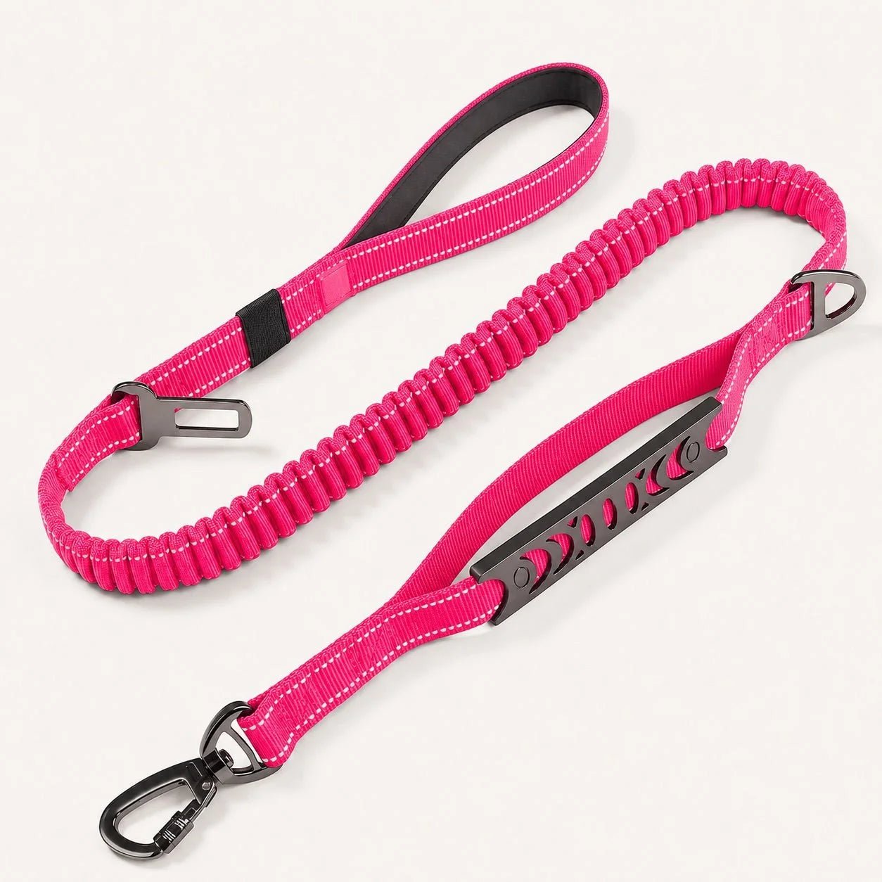 Bungee-Hundeleine in Rosa mit Stoßdämpfung, gepolstertem Griff und Reflektornähten